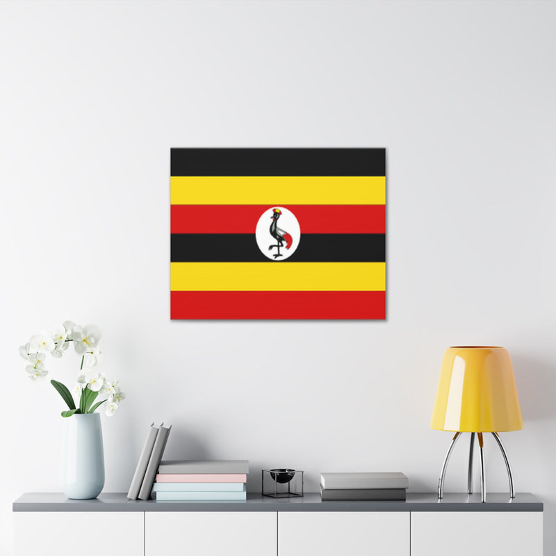 Ouganda, drapeau du pays, toile, art mural vibrant, décoration sans cadre, H 12 po x l 16 po