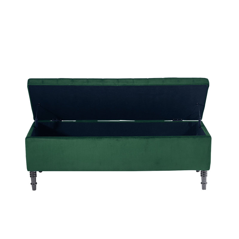 Ethier Velvet Upholstered Storage Bench, Green
