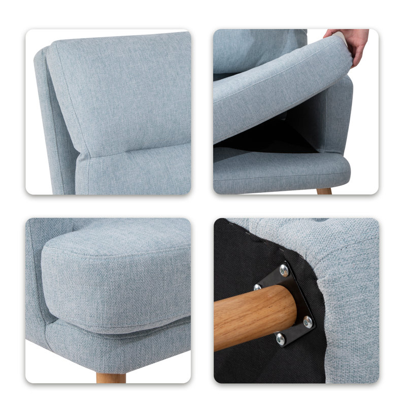 Bergmann Upholstered Accent Chair with Ottoman, Bergmann Blue Linen