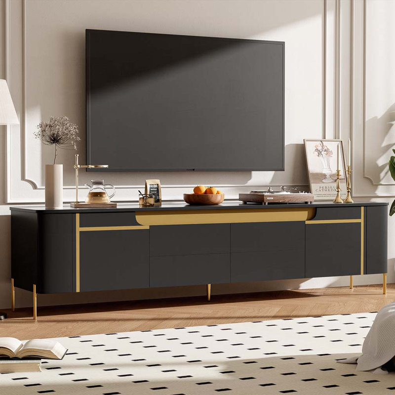 74.8'' TV Stand for TVs up to 80 Inches, TV Cabinet with 4 Drawers and 2 Spacious Cabinets, Five Metal Legs for Living room