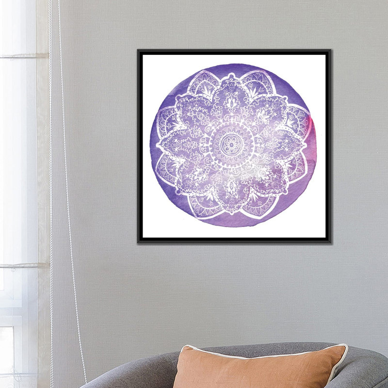 « plum primrose », reproduction sur toile, H 18 po x l 18 po x P 1,5 po, Pas de tapis, Toile avec cadre noir