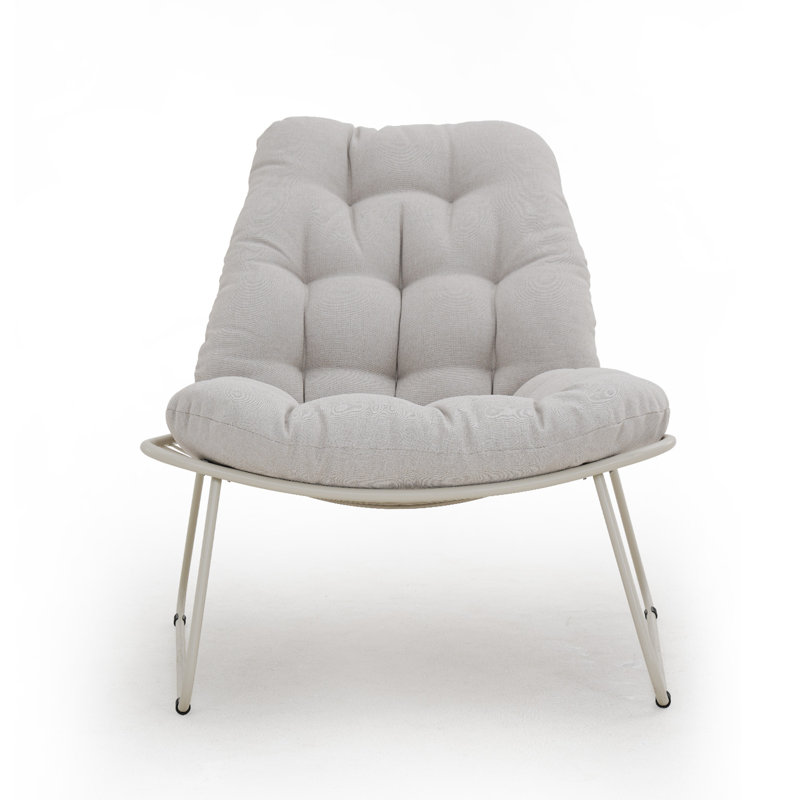 Gifty Patio Scoop Lounge Chairs With Cushions, Beige, Cream