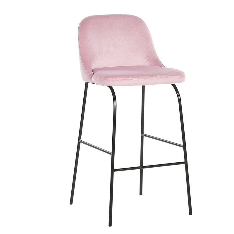 Glasscock Upholstered Counter Stool with Metal Frame, Pink