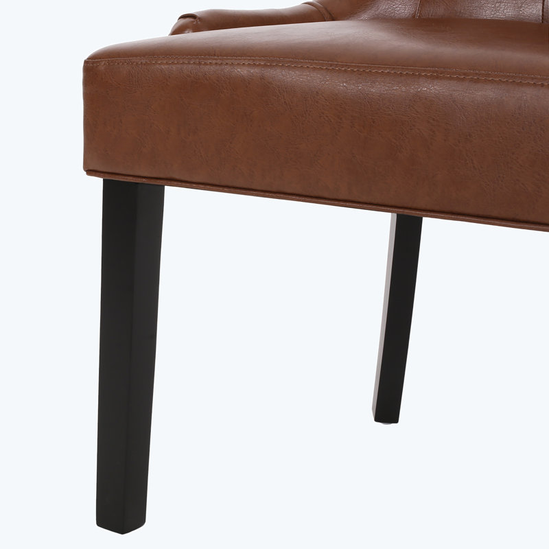 Modern Upholstered Tufted Accent Side Dining Chairs with Diamond-Stitched Backrest and Tapered Wood Legs, 6, Brown