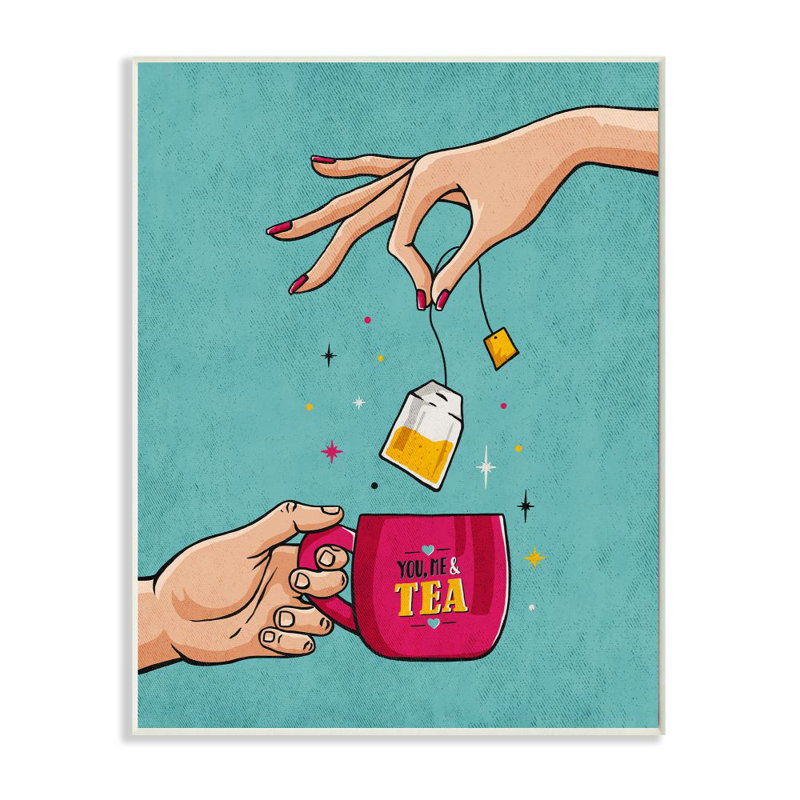 «You and Me Tea Vintage Comic Book Design» par Ester Kay, impression sur toile, Bois, H 15 po x l 10 po x P 0,5 po