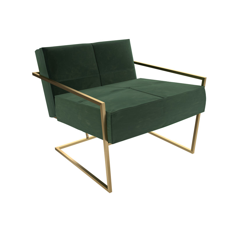 Euclid Velvet Accent Chair, Brass Brushed, Deep Green