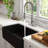 CASAINC Single Bowl Black Fireclay Farmhouse Kitchen Sink With Faucet Included-101121569