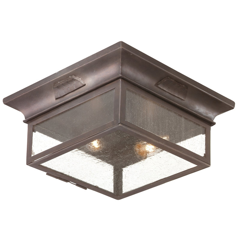 Old Bronze Glass Flush Mount Ceiling Light