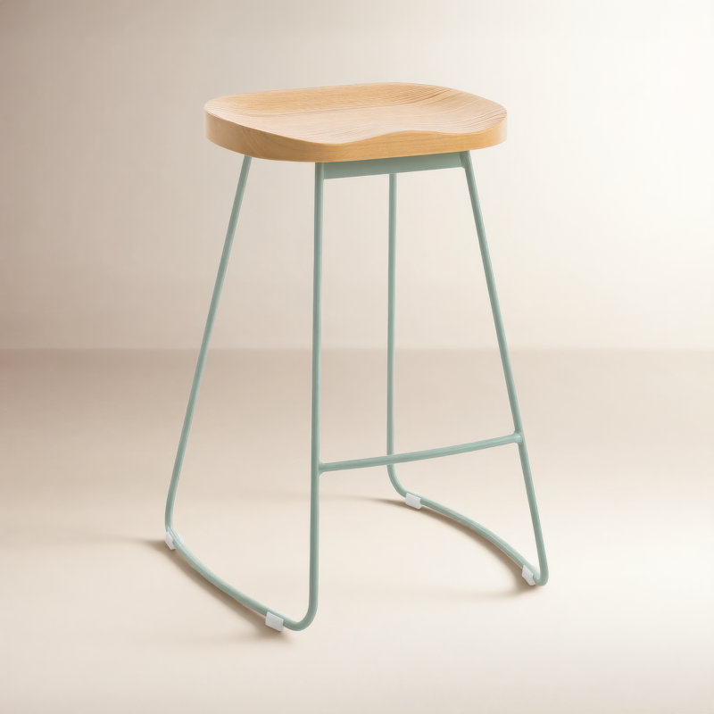 Tabourets de comptoir de 26 po de hauteur avec siège en bois massif, tabourets de bar avec pieds en métal, tabourets de bar rustiques à hauteur de comptoir sans dossier pour îlot de cuisine, chaises de bar avec siège de selle