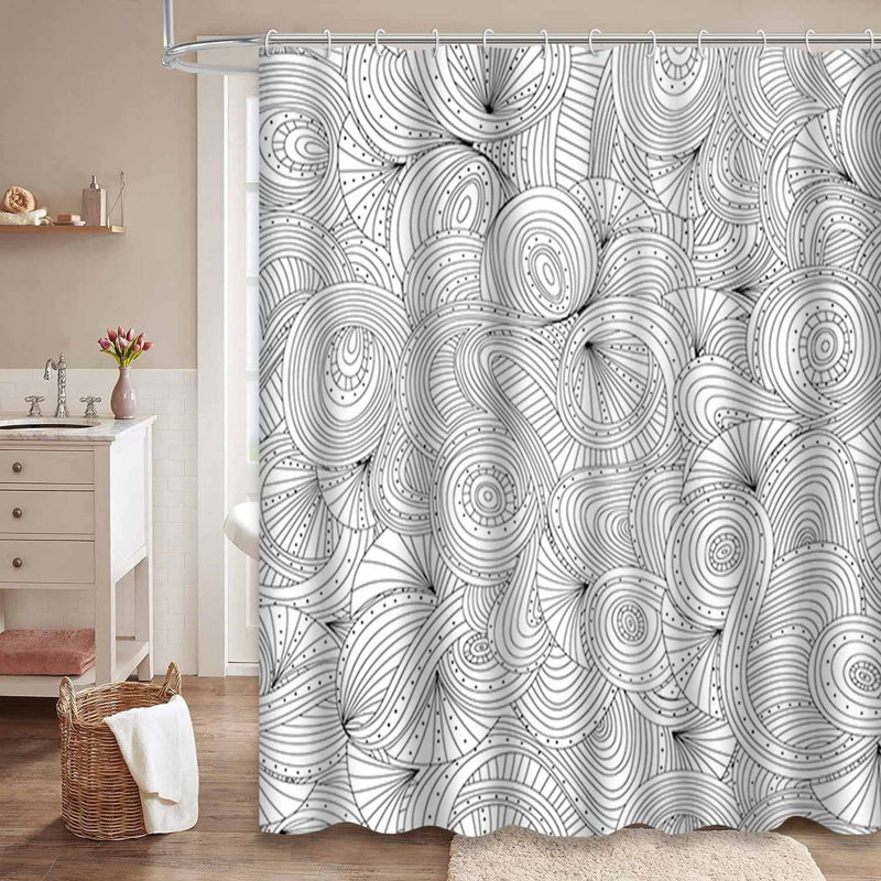 Rideau de douche Wavy Doodle, L 72 po x l 78 po