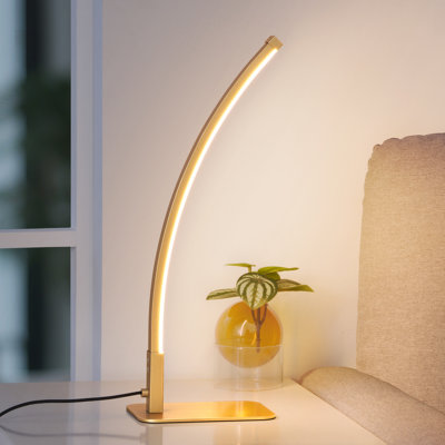 16" Modern Gold Curved Dimmable Led Table Lamp