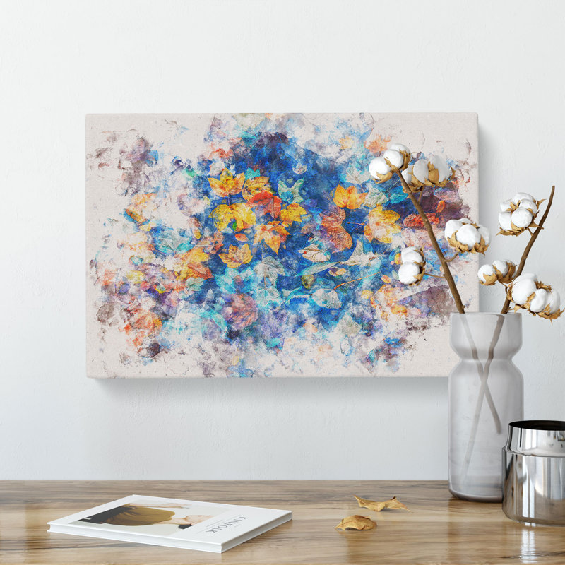 Multi Coloured Autumn Leaves - Wrapped Canvas Print, 40cm H x 60cm W x 3cm D
