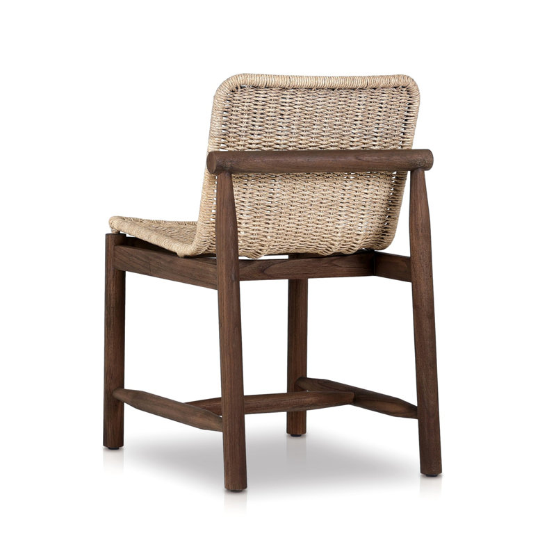 Dume Outdoor Dining Chair, White/Brown