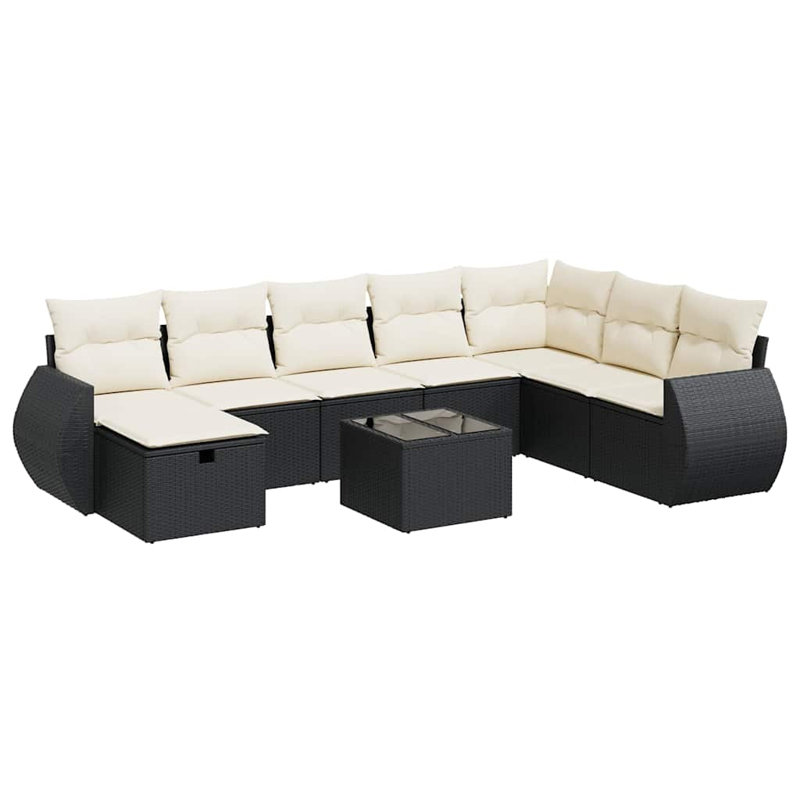 Ensemble de canapé de jardin Vidaxl, Noir