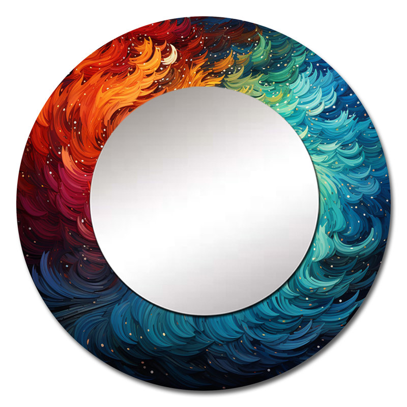 Miroir rond coloré pour décoration murale, 36 po x 36 po