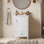 Meuble-lavabo autoportant blanc de 20 po, comptoir en céramique avec meuble de rangement et support de rangement intégré, construction robuste et surface lisse peinte pour la salle de bain