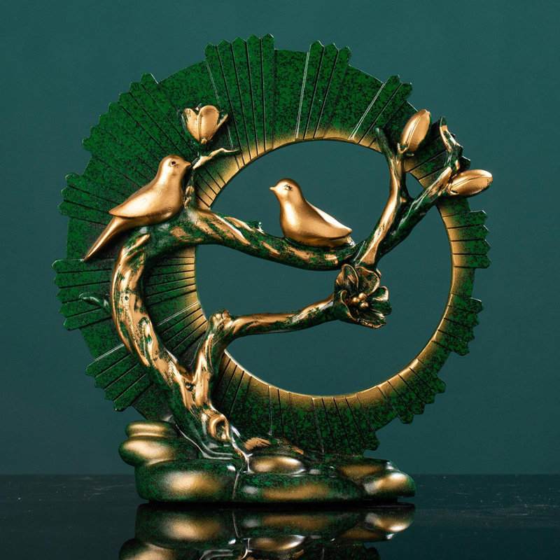 Statues for Home Decor Figurines Sculptures Decorations Screen Bird, Vert