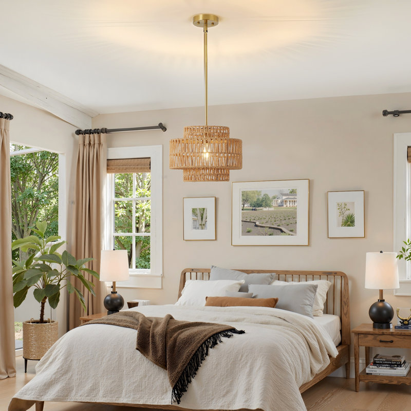 Rattan Chandelier Light Fixture