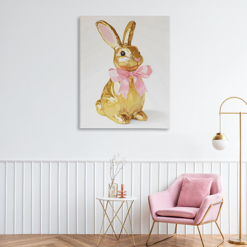 Lapin de Pâques doré avec toile de ruban, design par The Prints Vibe, 40 x 30