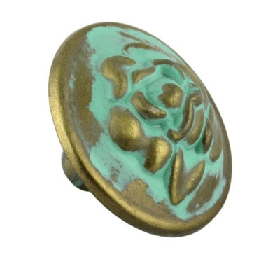(5 Pack) 1-1/4 inch Old Rose Knob Antique Pewter