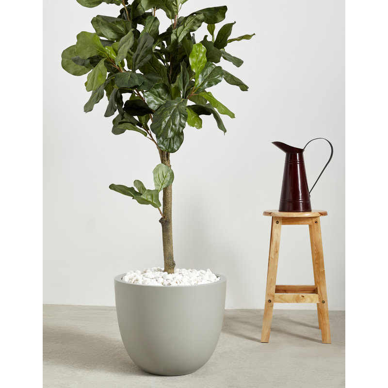 COOLBEBE Jardinière d'extérieur en béton Pots à fleurs d'intérieur Morden, grandes jardinières avec trou de drainage et bouchon en caoutchouc, pots à fleurs ronds pour jardin, patio et bureau
