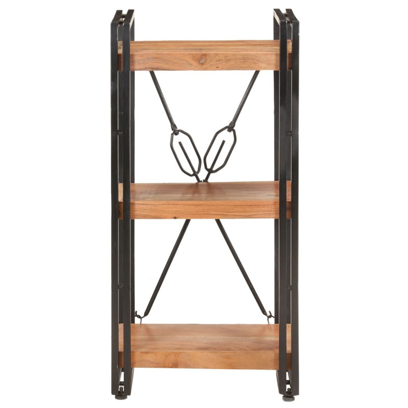 Bibliothèque en bois de manguier massif, Brun / noir, (3 tablettes) H 31,5 po x l 15,7 po x P 11,8 po
