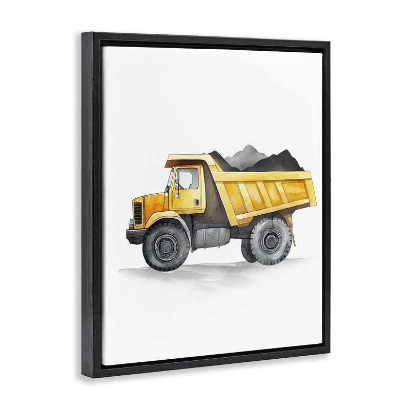 Cadre flottant de camion de travail, conception par Christine Simpson Art, H 31 po x l 25 po, Cadre flottant noir de jais