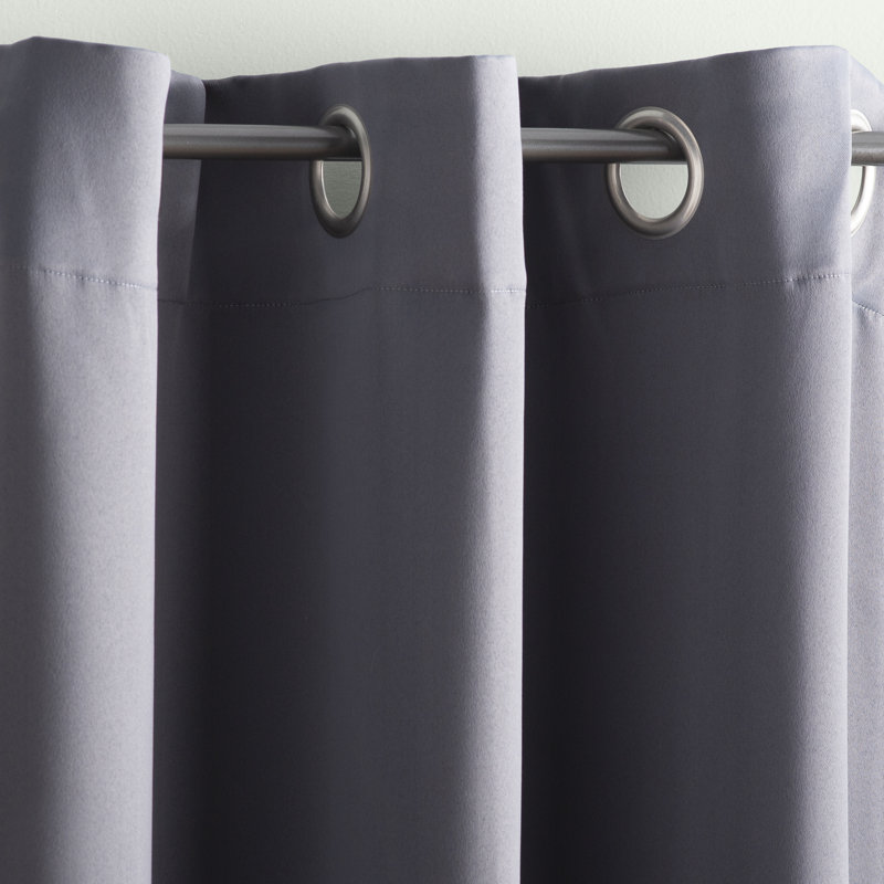  Panneau de rideau simple 1 pièce uni avec œillets, Gris, L 38 po x L 84 po