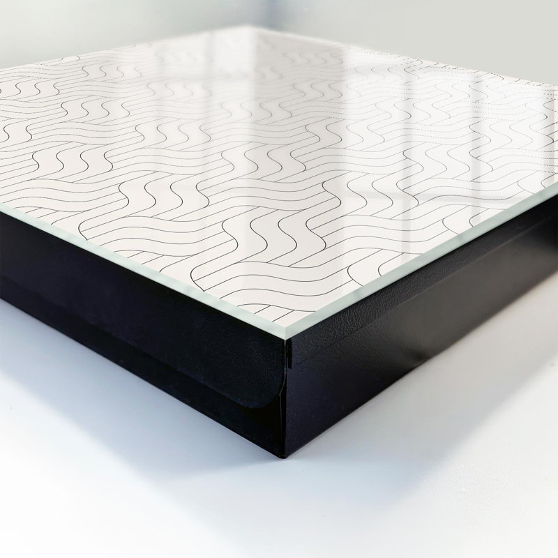 Key storage cabinet, Opens to the right, 30x30x5, Black, Geometric pattern with wavy lines, 