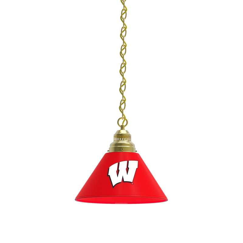1 - Light Single Pendant, Brass, Wisconsin Bucky Badger