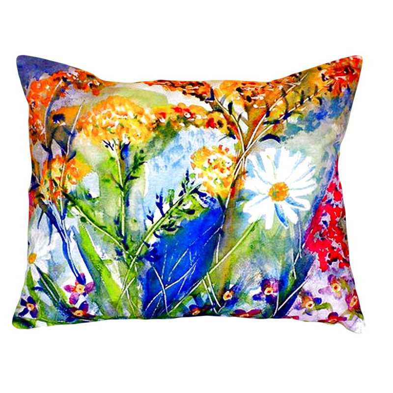 Wild Flower Outdoor Reversible Throw Pillow