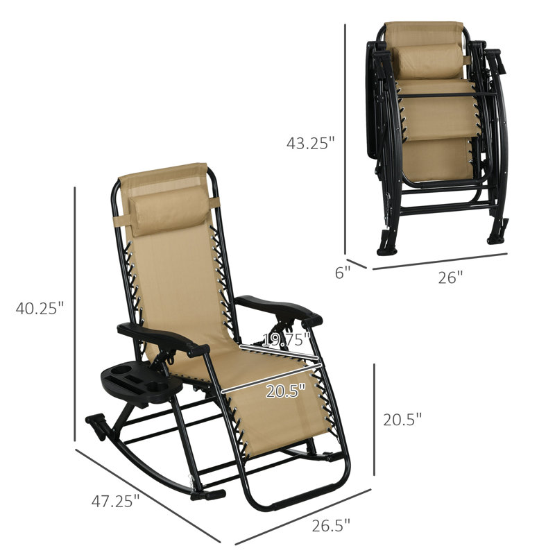 Chaises berçantes d'extérieur 2 pièces Outsunny, Beige