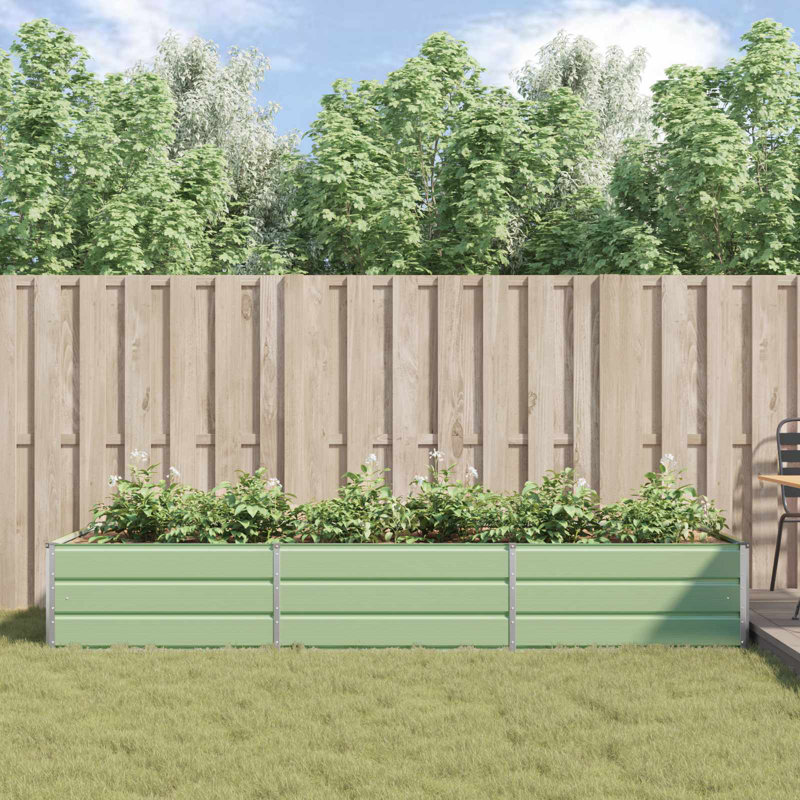 Planter Galvanised Steel, Pastel Green, 45cm H x 290cm W x 100cm D