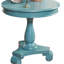 Table d'appoint sarcelle - pratique et élégante, H 26,5 po, diamètre 26 po, bois gracieux bleu-1671996341