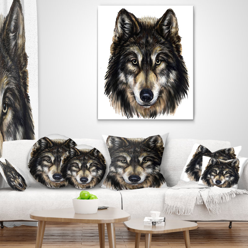 Wolf Head - Animal Printed Throw Pillow