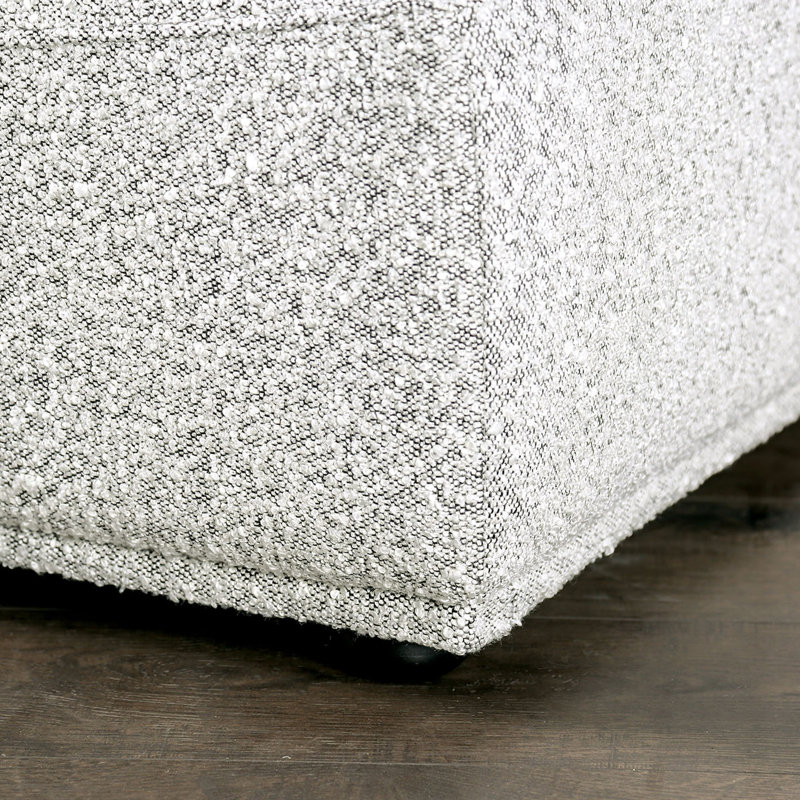 Aukeem Upholstered Ottoman, Gray Boucle