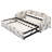 Twin Size Upholstered Daybed with Pop-Up Trundle & USB Charging Ports, Botanical Print