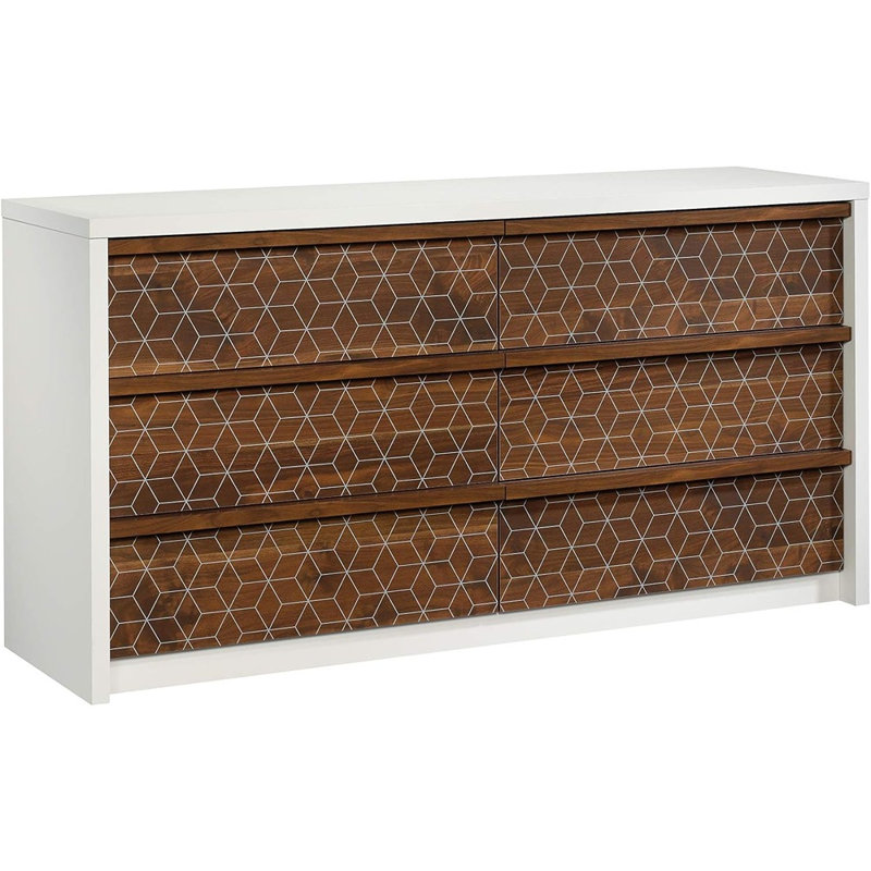 Commode 6 tiroirs pour commode de chambre à coucher et commode en bois blanc doux