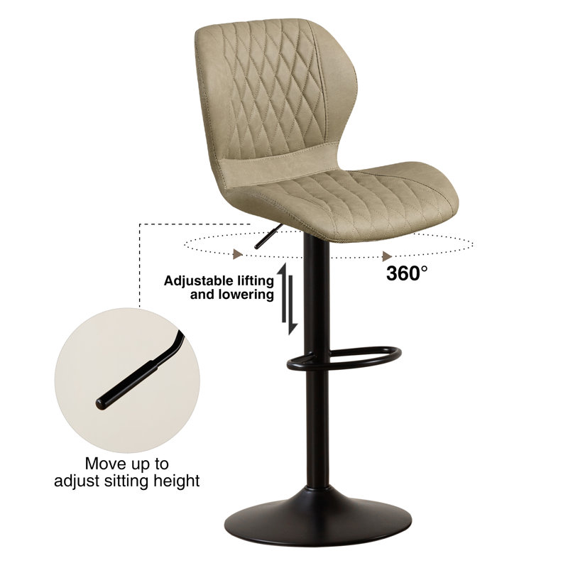 Adjustable Height Counter Stool with Metal Frame, 6, Khaki