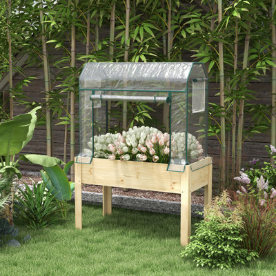 Brezinski Raised Planter, Garden Bed with Greenhouse Cover and Bed Liner