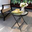 Table d'appoint d'extérieur pliée avec plateau rond en verre Hicham L 17,7 po x l 17,7 po-2065053540-2040991142