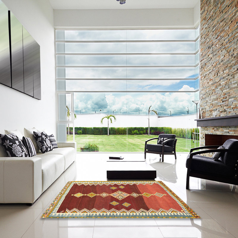 Tapis contemporain brun / beige, Carré 4 pi