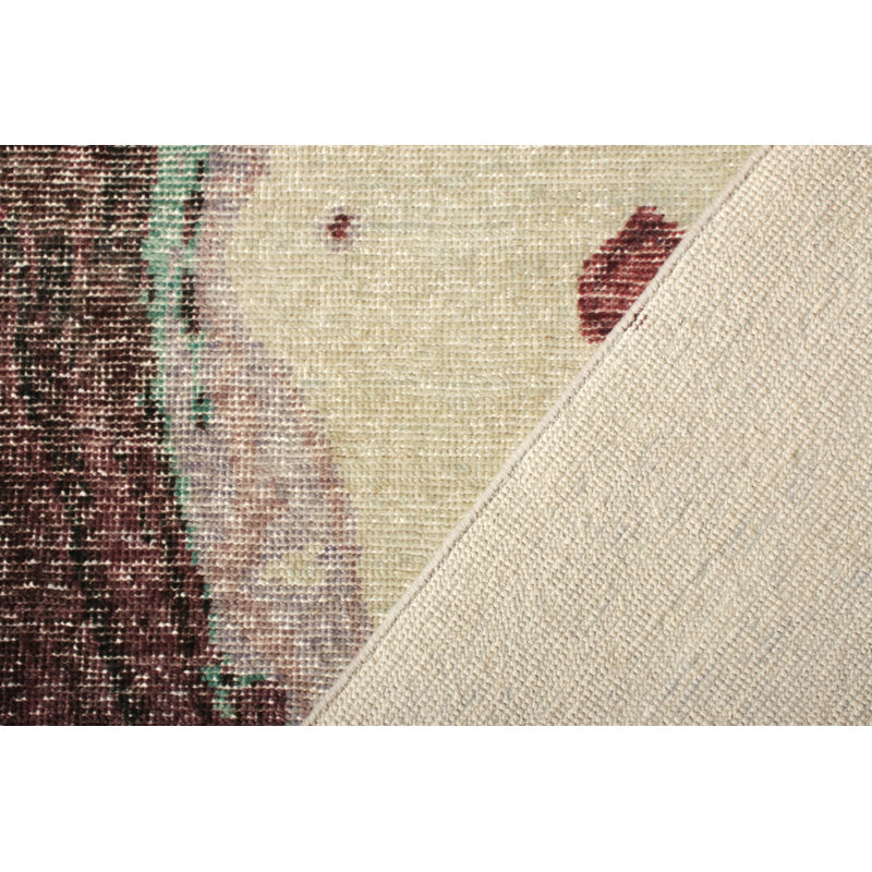 Distressed Homage Hand Knotted Wool Striped Area Rug, Rectangle 12' x 16'