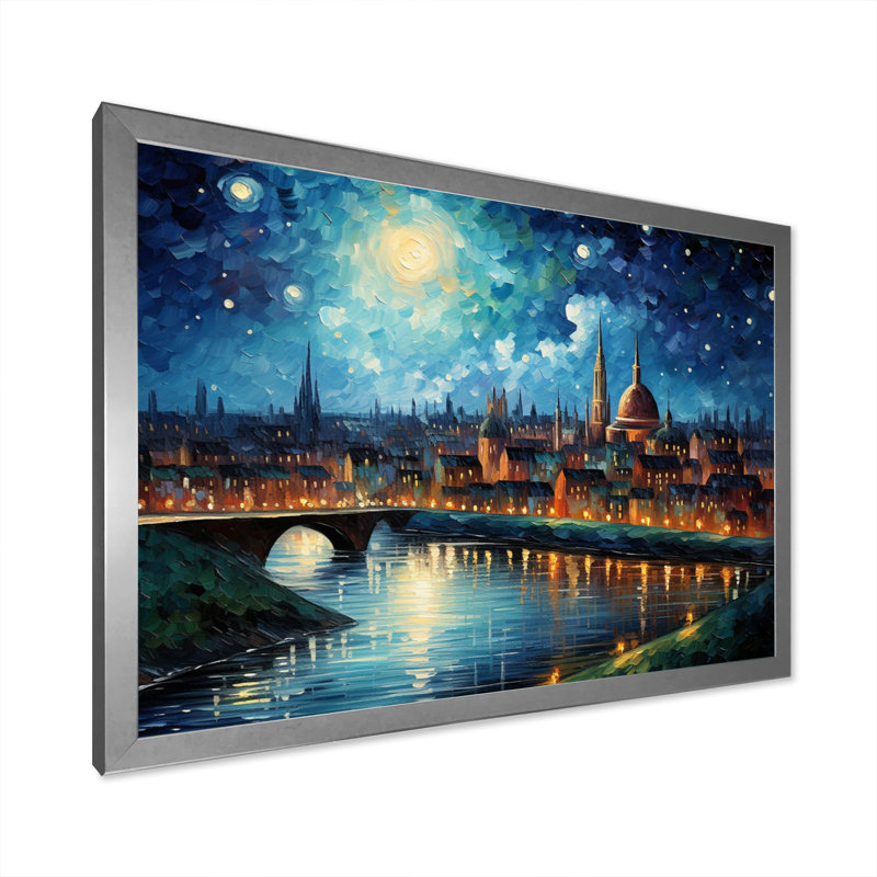 «Masterry Paris City The Starry Night III», reproduction sur toile, H 12 po x l 20 po, Cadre photo argenté