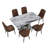 63" Modern Gray Dining Table Set With PU Leather Chairs, U-Shaped MDF Base-116446664-116446672
