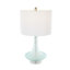 Lampe de table ronde en verre texturé Cole and Gray avec abat-jour tambour blanc et base argentée