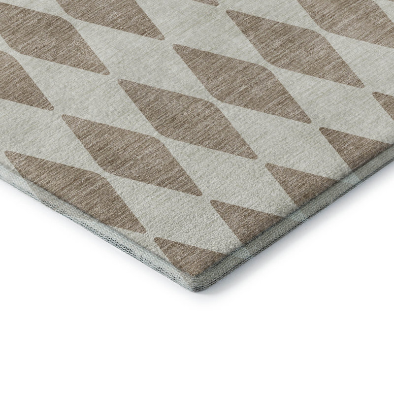 Tapis taupe Cerrito AMF578 lavable à la machine de qualité supérieure, Rectangle 10 pi x 14 pi