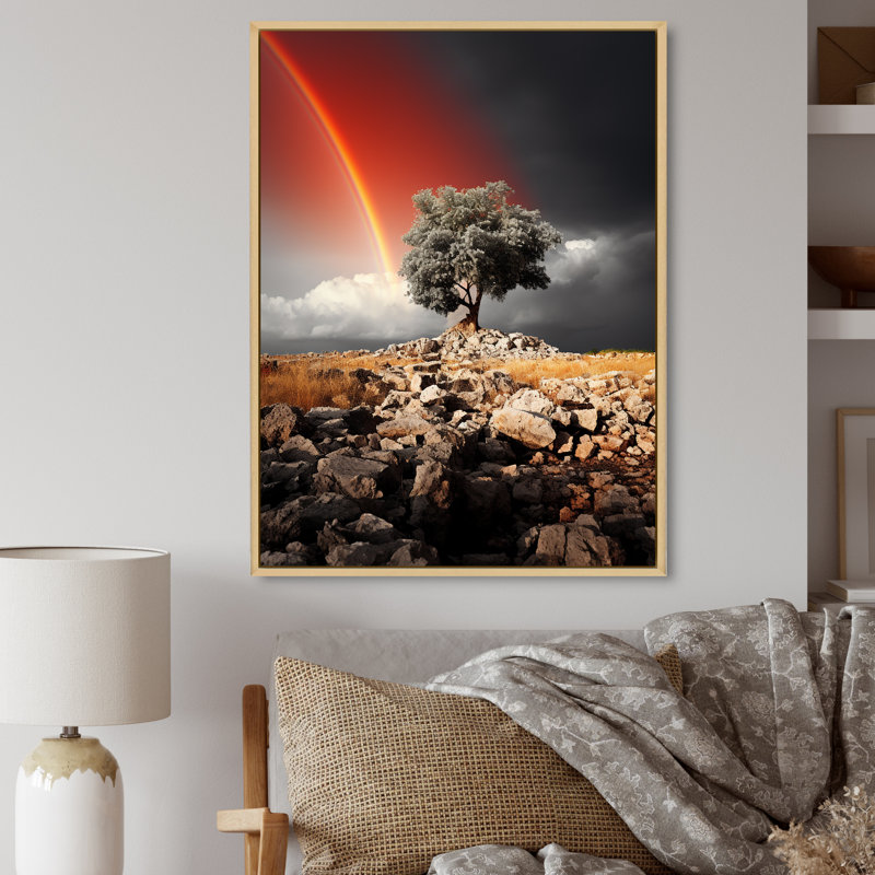 Paysage arc-en-ciel monochrome Euphoria, H 20 po x l 12 po x P 1 po, Cadre naturel flottant