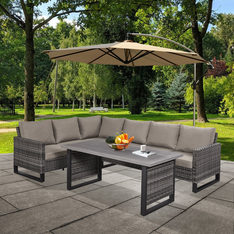 Miapetra 31.1'' Wide Rectangle Wicker Patio Sofa with Cushions