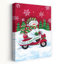 Joyeux Noël scooter rouge - bonhomme de neige contemporain sur arbre de Noël